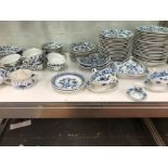 AN EXTENSIVE TEICHERT BLUE AND WHITE ONION PATTERN PART DINNER SERVICE