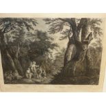 AFTER RUBENS. AN ANTIQUE FOLIO PRINT "THE WATERING PLACE". 48 x 59cms TOGETHER WITH ANOTHER