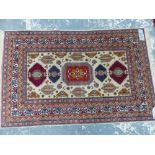 A CAUCASIAN DESIGN ORIENTAL RUG. 158 x 100cms