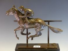 ENZO PLAZZOTTA (1921-81), A BRONZE STUDY FOR CANTERING DOWN, RED RUM, CAST 3/12, 1977. W 26cms. WITH