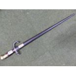 A FRENCH MODEL 1874 EPEE OR GRAS BAYONET, DATED 1878, CONTAINED IN ITS STEEL SCABBARD.