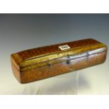A PERSIAN LACQUERED SCRIBES PEN CASE PAINTED AND GILT WITH FLOWERS ON RED AND YELLOW GROUNDS. W