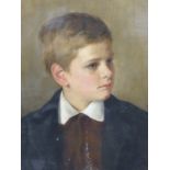19th/20th C. ENGLISH SCHOOL PORTRAIT OF A YOUNG BOY, OIL ON CANVAS, UNFRAMED. 51 x 41cms