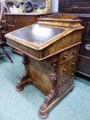 A VICTORIAN WALNUT DAVENPORT DESK