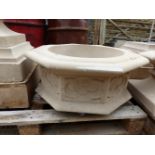 A PAIR OF STONEWARE PLANTERS OF FONT FORM