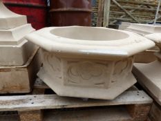 A PAIR OF STONEWARE PLANTERS OF FONT FORM