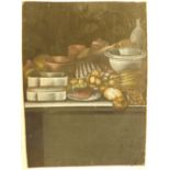 18th/19th CENTURY CONTINENTAL SCHOOL, TWO TABLE TOP STILL LIFE'S OF KITCHENALIA AND FOOD,