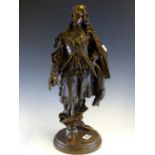 A 19th C. BRONZE FIGURE OF CHARLES 1ST STANDING BARE HEADED AND POINTING TOWARDS THE GROUND WITH HIS