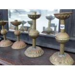 TWO PAIR OF ARTS AND CRAFTS CANDLESTICKS.