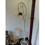 AN INTERESTING STANDARD LAMP IN THE ART NOUVEAU STYLE WITH WROUGHT IRON SUPPORT AND MIRRORED LAMP