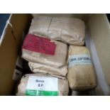 EIGHT BROWN PAPER PACKAGES, LABELLED: LOGWOOD CHIPS, TALC PETRIFIED, LINUM CONTUSUM, BORAX, PULV.