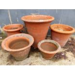 FIVE VARIO9US LARGE GARDEN PLANTERS