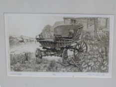 CHARLES CHAPLIN (1907-1987) ARR. A CARRIAGE, PENCIL SIGNED LIMITED EDITION PRINT. 19 x 29cms
