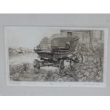 CHARLES CHAPLIN (1907-1987) ARR. A CARRIAGE, PENCIL SIGNED LIMITED EDITION PRINT. 19 x 29cms
