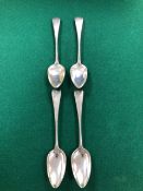 A SET OF FOUR GEORGE III SILVER OLD ENGLISH PATTERN TABLE SPOONS BY ALEX HENDERSON, EDINBURGH 1804