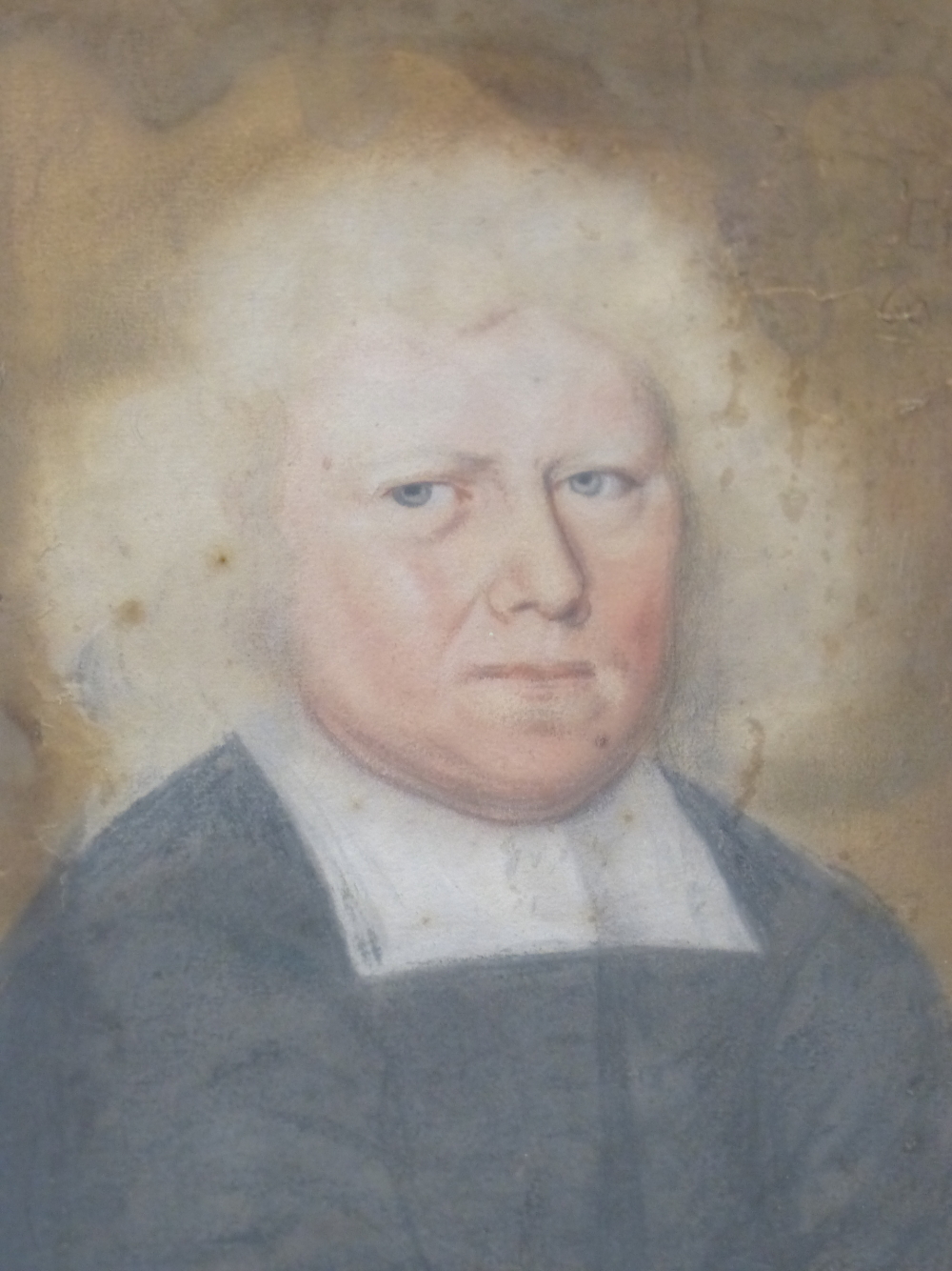 18th CENTURY ENGLISH NAIVE SCHOOL PORTRAIT OF A GENTLEMAN INDISTINCTLY INSCRIBED AND DATED,