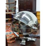 A LARGE VINTAGE ELLIPTICAL SPACE AGE CHROME TABLE LAMP. H 45 x W 50cms