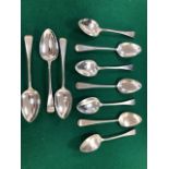 A SET OF TEN GEORGE III SILVER OLD ENGLISH PATTERN TABLE SPOONS BY THOMAS BARBER, LONDON 1816,