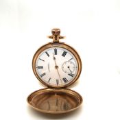 A VINTAGE HALLMARKED 9ct GOLD AMERICAN WALTHAM U.S.A TRAVELLER FULL HUNTER POCKET WATCH, DATED