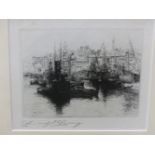 EDWARD CHERRY (EARLY 20th C.) UPPER POOL, PENCIL SIGNED ETCHING. 14 x 16cms TOGETHER WITH TWO