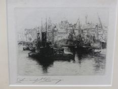 EDWARD CHERRY (EARLY 20th C.) UPPER POOL, PENCIL SIGNED ETCHING. 14 x 16cms TOGETHER WITH TWO