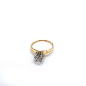 AN OLD CUT DIAMOND SOLITAIRE RING. UNHALLMARKED, STAMPED ADDER, ASSESSED AS 14ct GOLD. APPROX