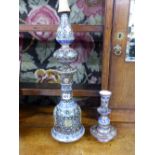 A MIDDLE EASTERN ENAMELLED HOOKAH PIPE BASE