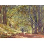 JAMES DOCHARTY (1829-1878 ) " BEECH AVENUE, INVERARY CASTLE" SIGNED OIL ON CANVAS 30 x 58cms