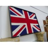 A FRAMED PRINTED LINEN UNION FLAG.