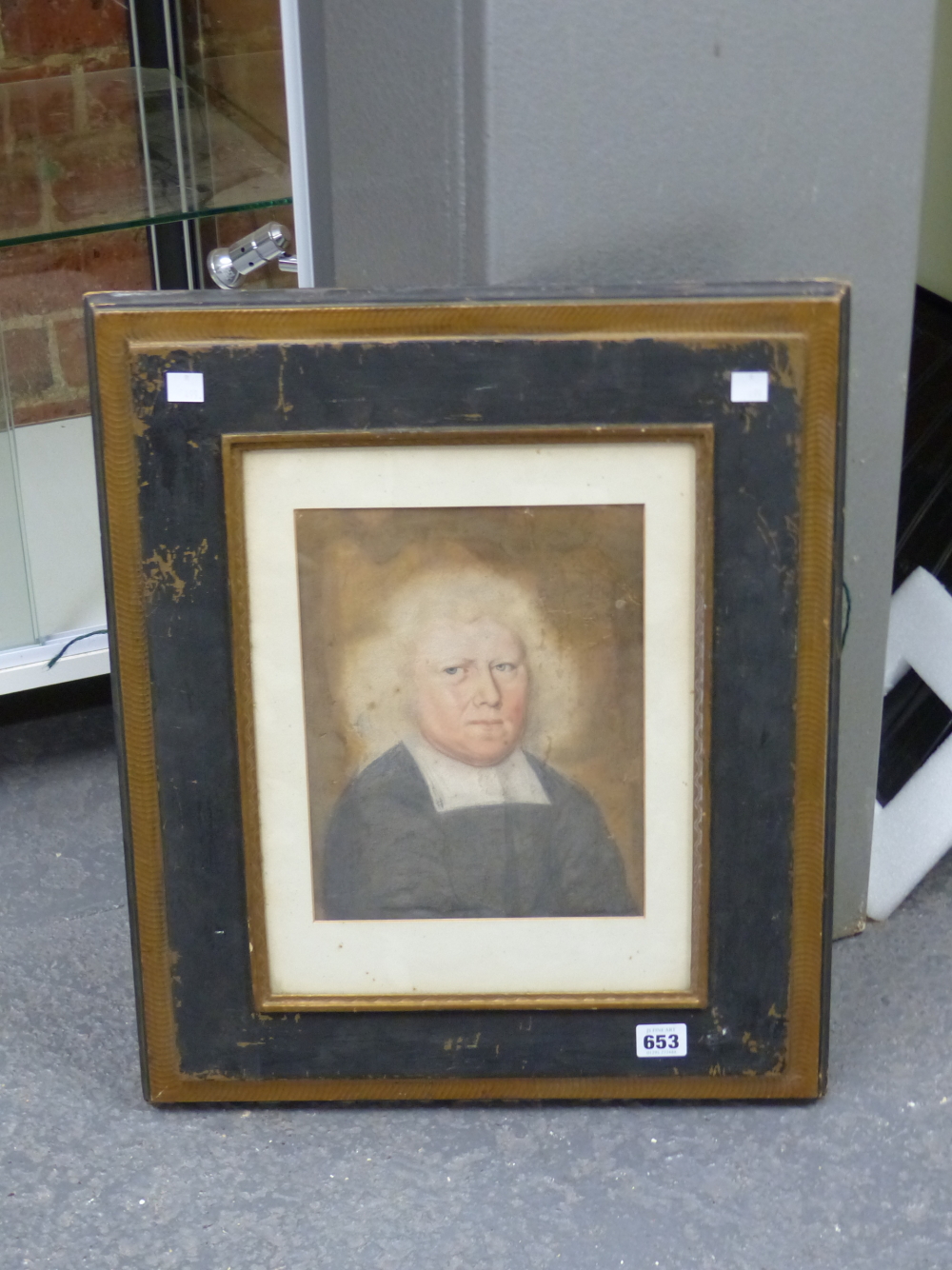 18th CENTURY ENGLISH NAIVE SCHOOL PORTRAIT OF A GENTLEMAN INDISTINCTLY INSCRIBED AND DATED, - Image 2 of 8