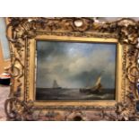 ABRAHAM HULK (1813-1897 A PAIR OF COASTAL SHIPPING SCIENCES, OIL ON BOARD 16.5 x 22cms