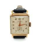 A VINTAGE LONGINES MANUAL WOUND WRIST WATCH. BEARS MONOGRAM MMR. UNHALLMARKED, STAMPED 14K, 585 TO