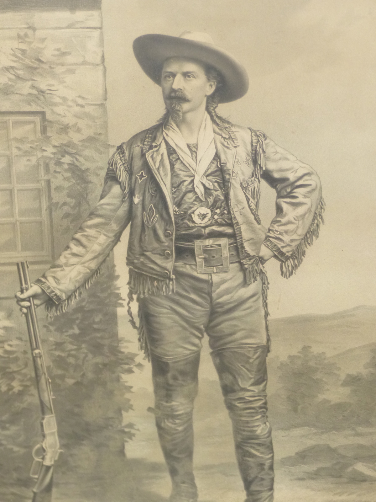 AN ANTIQUE AMERICAN PORTRAIT PRINT OF BUFFALO BILL, A BLACK AND WHITE LITHOGRAPH BY A. HOEN AND CO., - Image 2 of 11