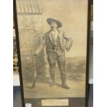 AN ANTIQUE AMERICAN PORTRAIT PRINT OF BUFFALO BILL, A BLACK AND WHITE LITHOGRAPH BY A. HOEN AND CO.,