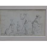 LATE 19th C. ENGLISH SCHOOL TWO COMICAL DRAWINGS OF SHOOTING SCENES, VARIOUSLY INSCRIBED, TWO FRAMED