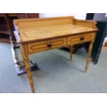 A VICTORIAN PAINTED AND DECORATED PINE GALLERY BACK WASHSTAND / SIDE TABLE