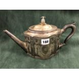 A GEORGE III SILVER TEA POT BY HESTER BATEMAN, LONDON 1788, THE SIDES ENGRAVED WITH SWAGGED DRAPES