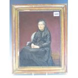 A FRAMED PORCELAIN PLAQUE PAINTED IN 1878 BY L RICHAW WITH A PORTRAIT OF MADAME EMILE LEBON OF