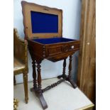 A 19th CENTURY CONTINENTAL WALNUT SMALL WORK TABLE.