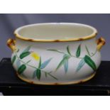 A 19th C. MINTON FOOTBATH, THE TWO HANDLES AND RIMS MODELLED AS STEMS OF BAMBOO WITH LEAVES