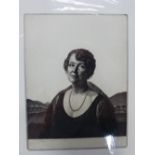 GERALD BROCKHURST (1890-1976) PORTRAIT OF MRS ALBERT WIGGINS, ETCHING. 37 x 28cms TOGETHER WITH