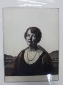 GERALD BROCKHURST (1890-1976) PORTRAIT OF MRS ALBERT WIGGINS, ETCHING. 37 x 28cms TOGETHER WITH