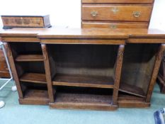 A VICTORIAN OAK DWARF BREAKFRONT BOOKCASE