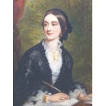 LOUIS WILLIAM DESANGES (1822 - 1887) PORTRAIT OF MRS JOHN ERRINGTON SIGNED AND DATED OIL ON CANVAS