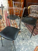 THREE MID CENTURY CHROME SIDE CHAIRS AND ONE ONE OTHER