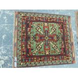 AN ORIENTAL RUG OF CAUCASIAN KAZAK DESIGN. 160 x 137cms