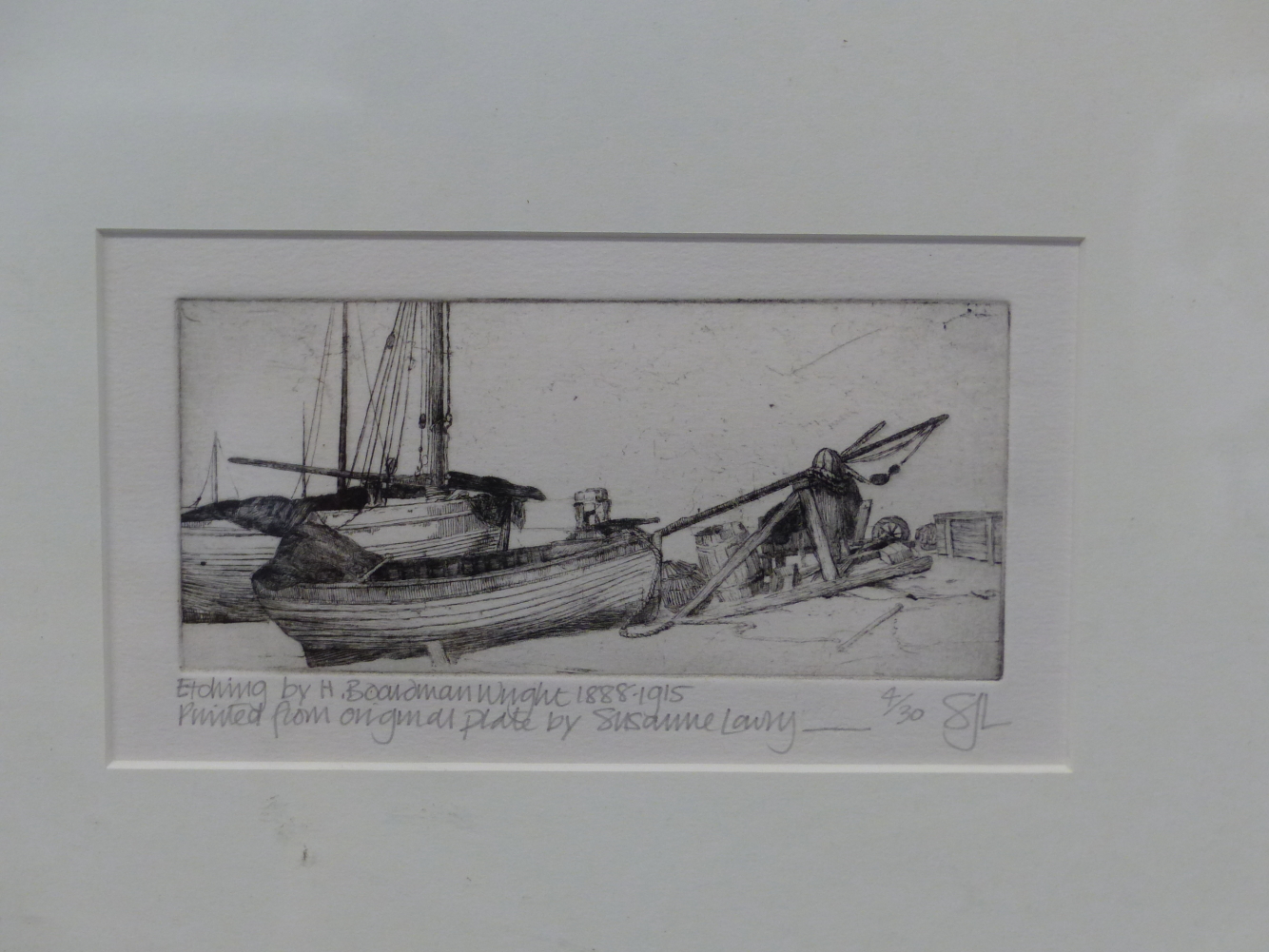 E. BEJOT (1867-1931) LE PORT DE BORDEAUX, PENCIL SIGNED ETCHING. 24 x 29cms TOGETHER WITH A VENETIAN - Image 3 of 6