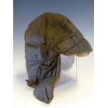 A WORLD WAR I SHEEPS WOOL LINED LEATHER ROYAL FLYING CORPS HELMET