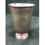 A FRENCH SILVER BEAKER, INDISTINCT MARKS, THE SLENDER BELL SHAPE RAISED ON A FOOT WITH A GADROONED