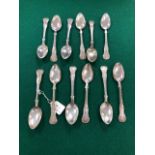 A SET OF TWELVE SILVER KINGS PATTERN TEA SPOONS, EDINBURGH 1870, 231gms.